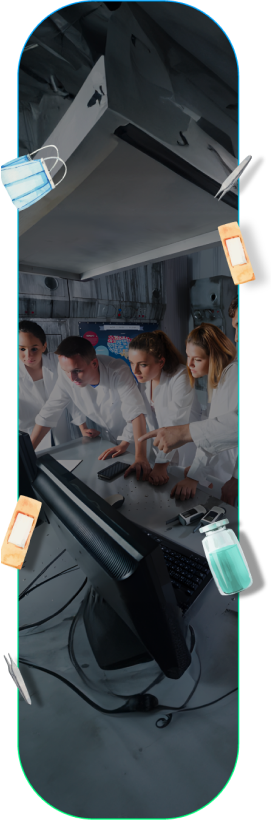 Corporate escape room with team collaborating on immersive challenges