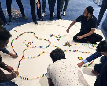 Creative team building with teams coordinating visual tasks